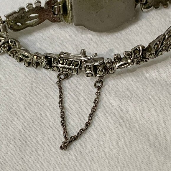 VTG 50s Ritex Swiss Watch Marcasite Silver Plated 17 Jewels Hand Wind Mechanical - Picture 4 of 6